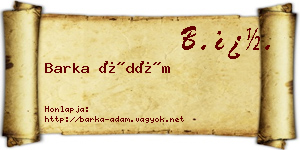 Barka Ádám névjegykártya